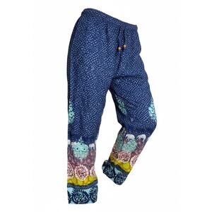 Sudara Punjammies Crop Pajama Pants Blue Elephants Boho Large Boho